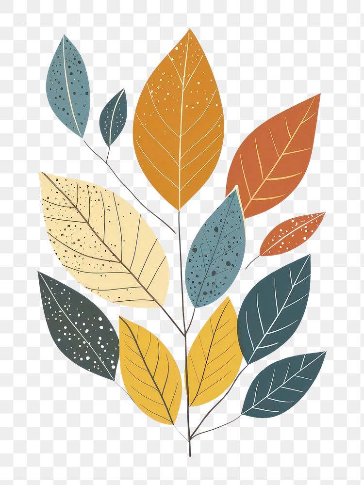PNG Boho of leaf illustration art graphics pattern.