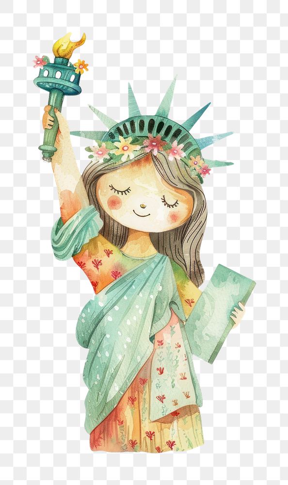 PNG Aesthetic of Statue of Liberty sculpture kid art figurine.