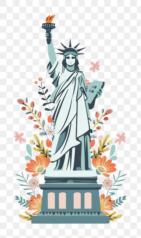 PNG Aesthetic of Statue of Liberty sculpture statue art illustrated.