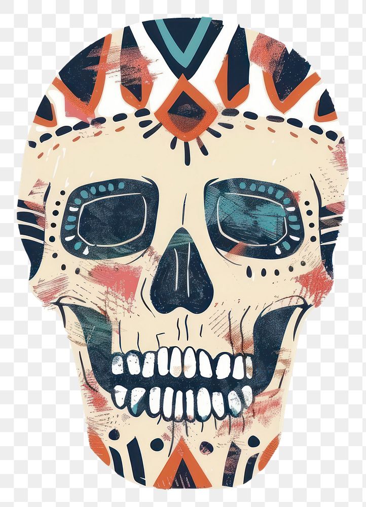 PNG Aesthetic skull in boho clothing swimwear apparel.