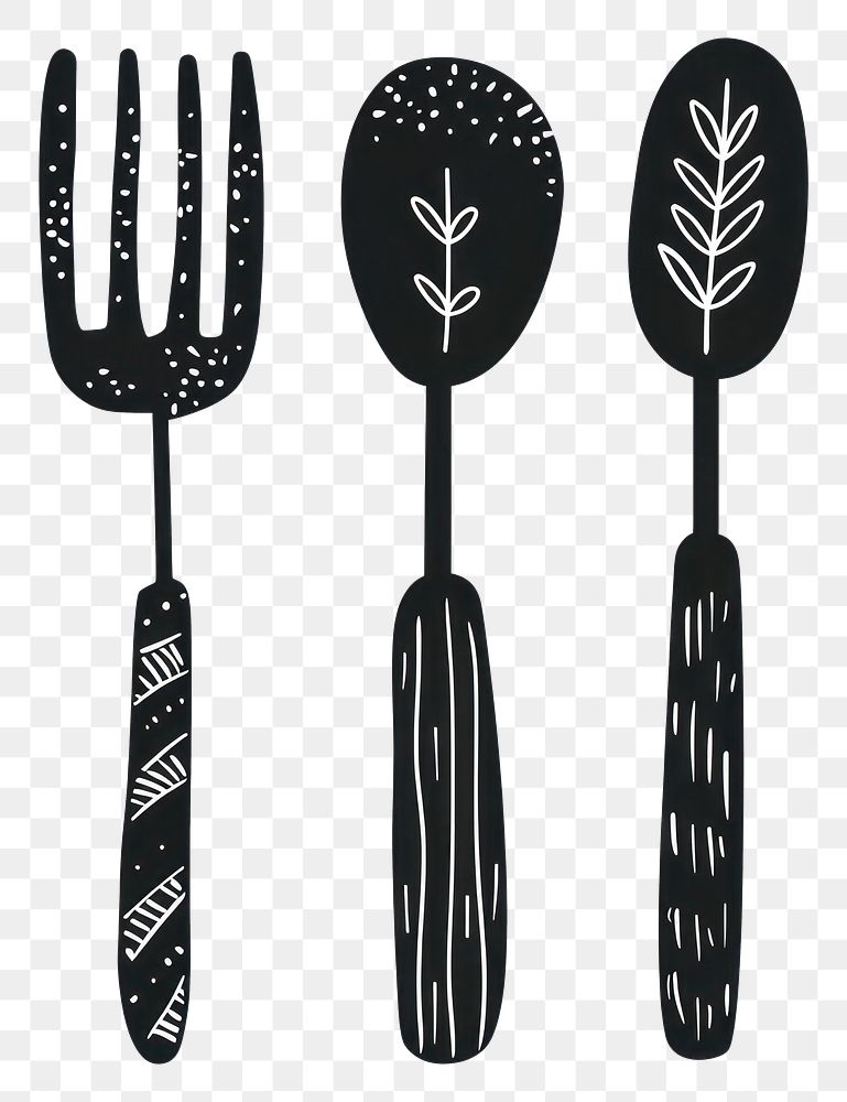 PNG Fun illustration cute cutlery spatula spoon fork.