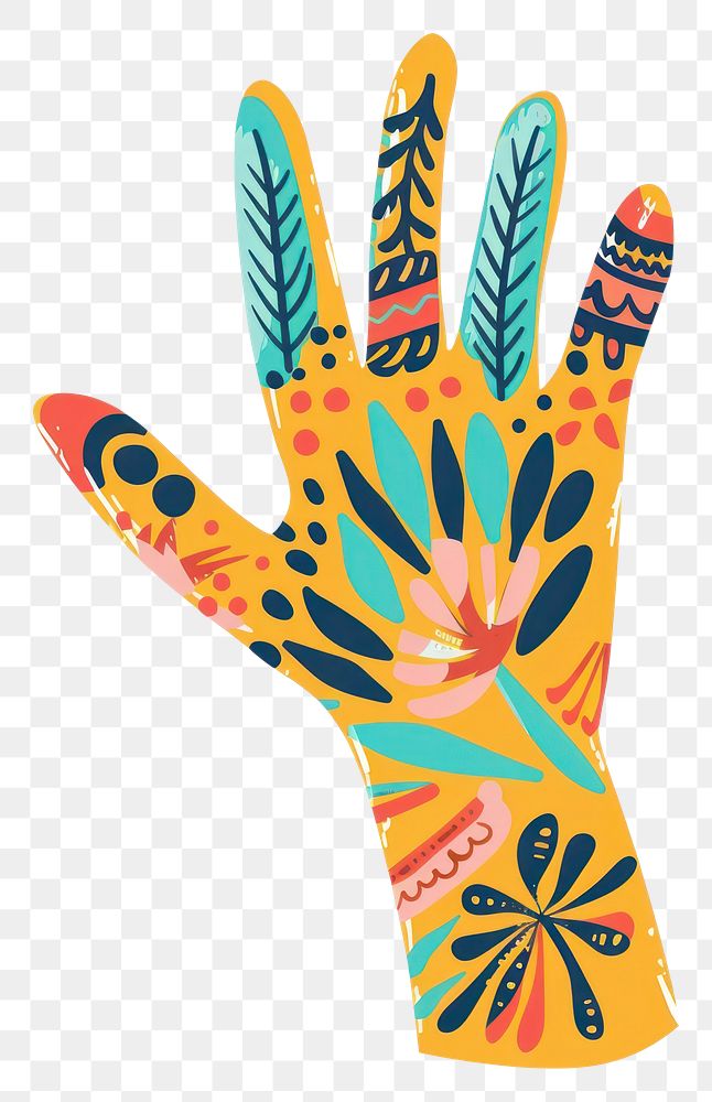 PNG Hand in childish cartoon boho naive funky clothing apparel glove.
