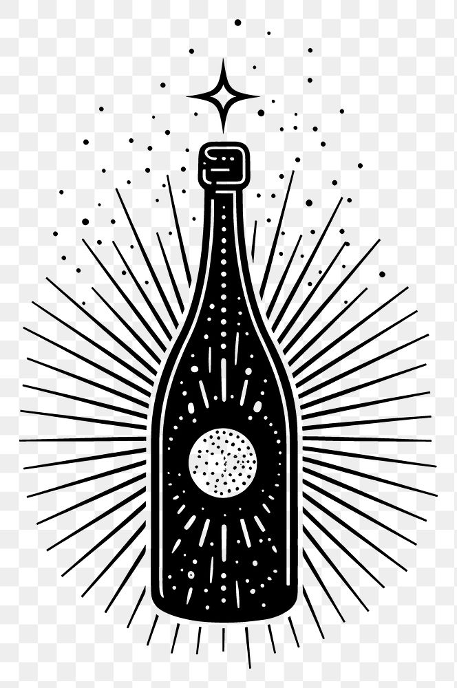 PNG Surreal aesthetic champagne logo astronomy beverage outdoors.