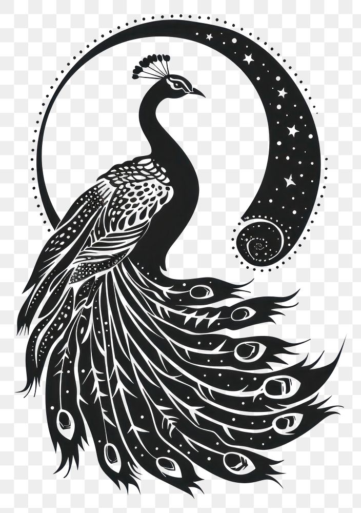 PNG Surreal aesthetic peacock logo art anhinga stencil.