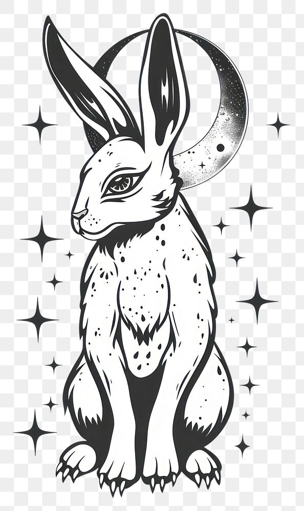 PNG Surreal aesthetic rabbit logo art illustrated wildlife.