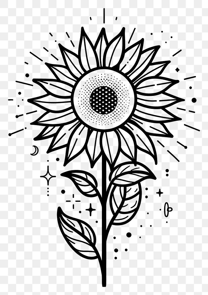 PNG Surreal aesthetic sunflower logo art illustrated blackboard.