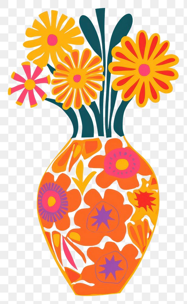 PNG A vector graphic of vase of flower graphics pottery pattern.