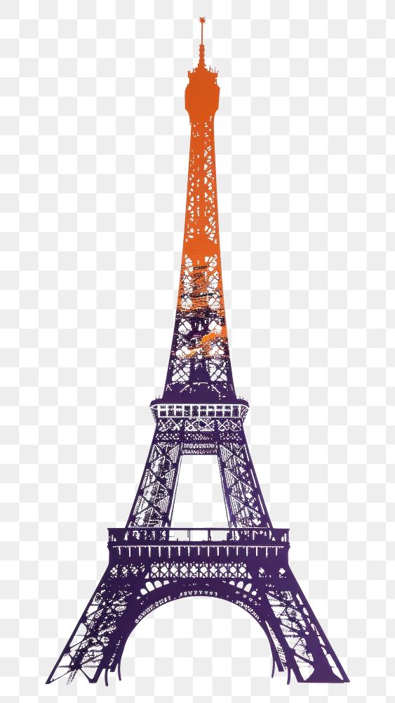 PNG  Silkscreen on paper of an Eiffel tower architecture eiffel tower building