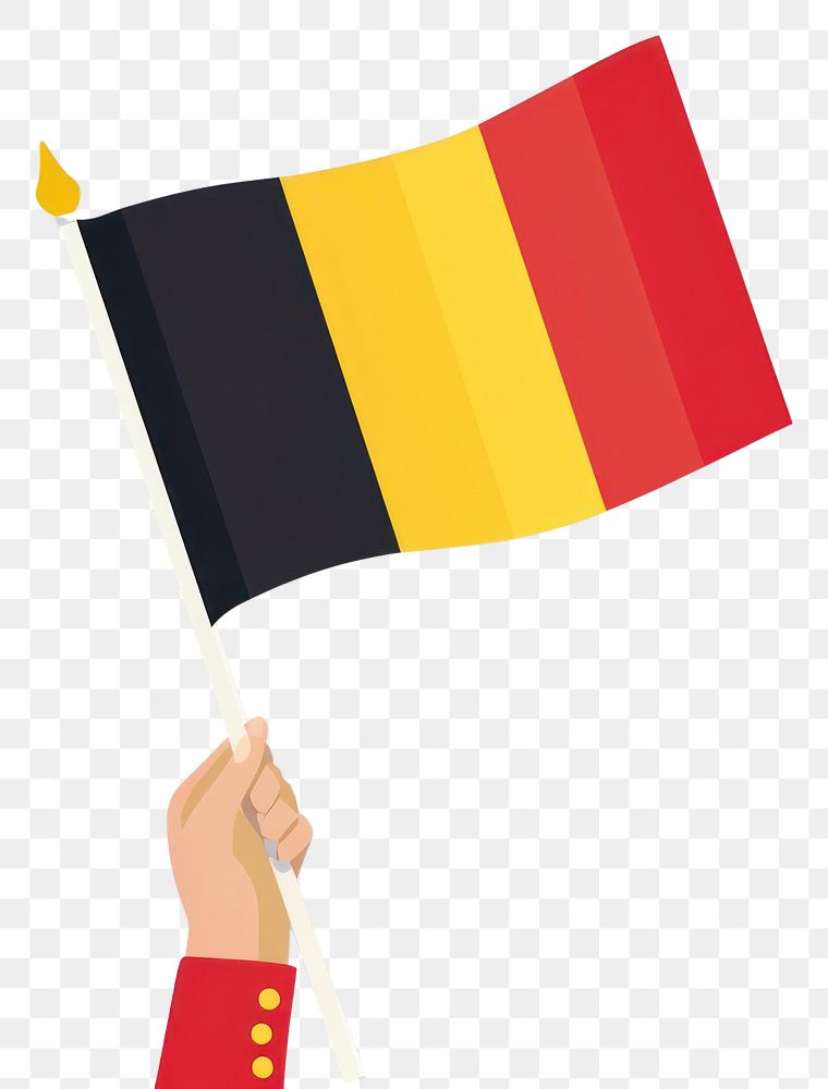 PNG Vector illustration of hand holding belgium flag.