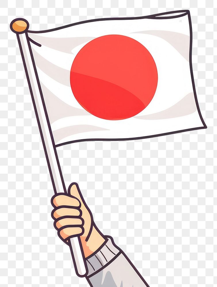 PNG Vector illustration of hand holding japan flag.