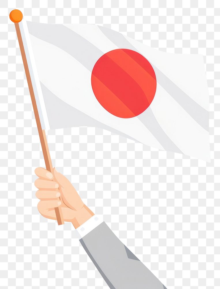 PNG Vector illustration of hand holding japan flag.