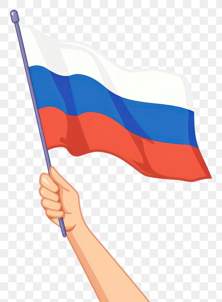PNG Vector illustration of hand holding russia flag.