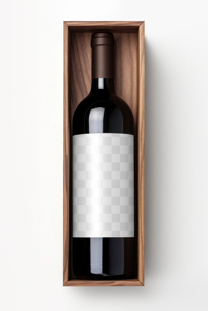 PNG wine bottle label mockup, transparent design