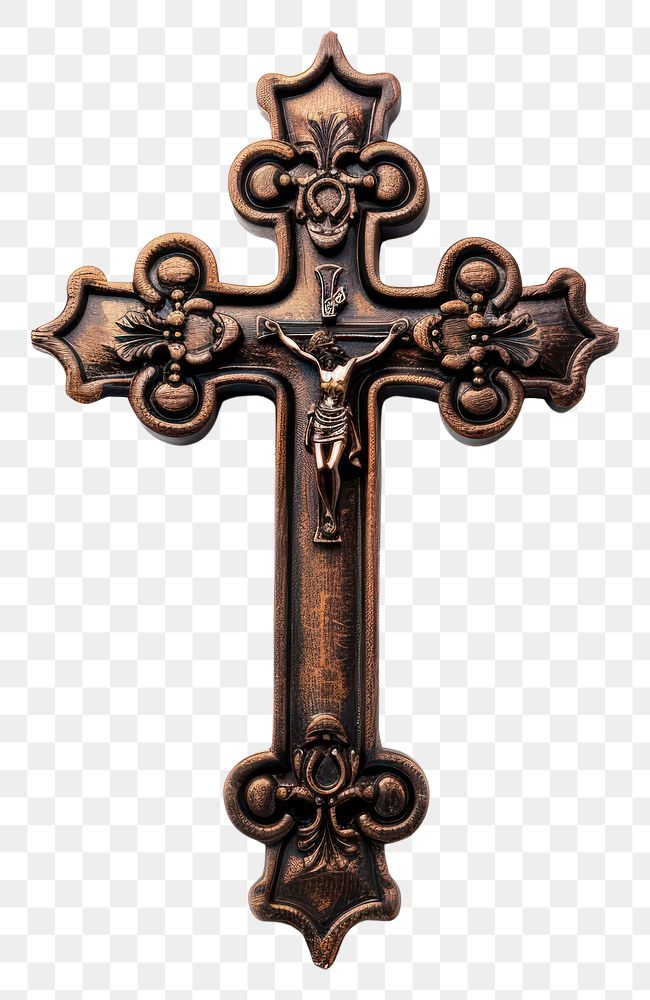 PNG Christian cross crucifix symbol bronze.