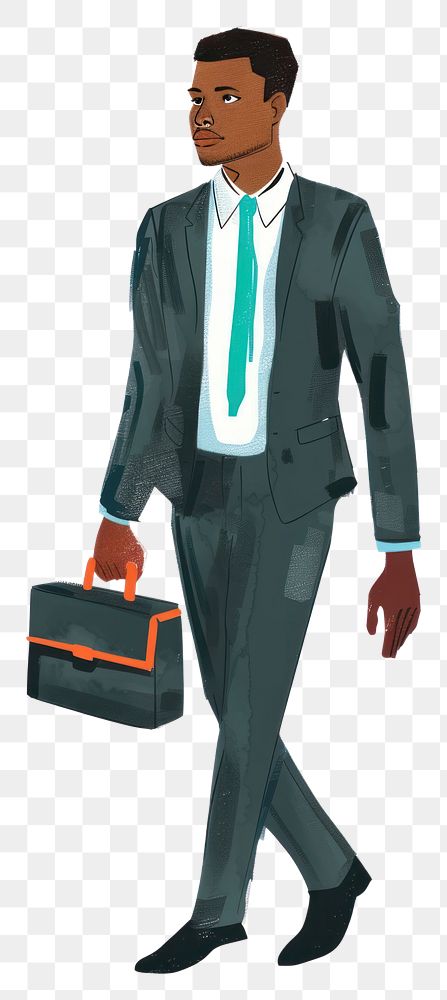 PNG  Black businessman in suit holding briefcase person accessories accessory.