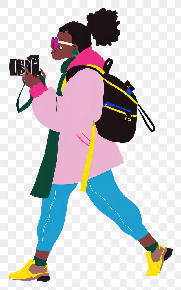PNG  Black woman is photographer person photography walking.