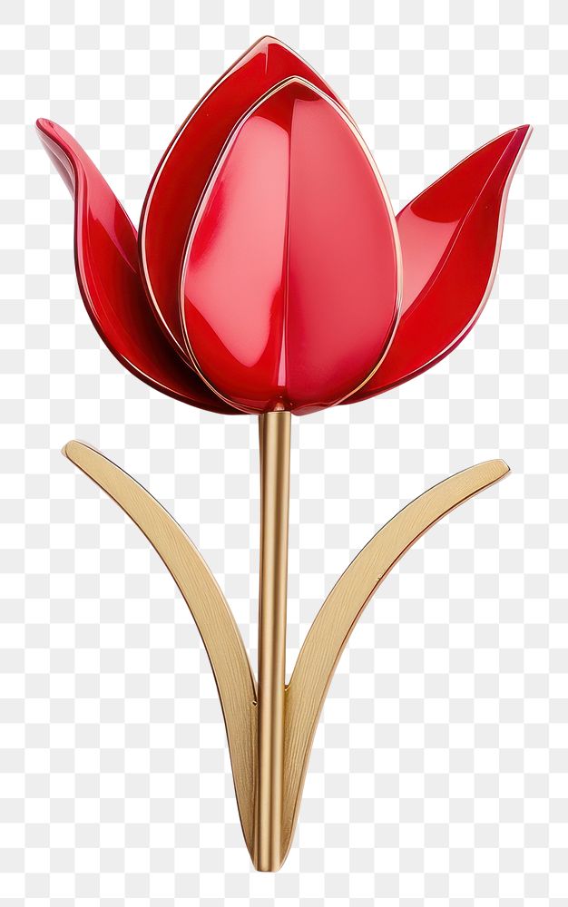 PNG Brooch of tulip blossom flower plant.