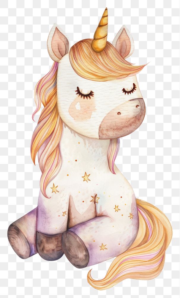 PNG Baby unicorn illustrated figurine drawing.