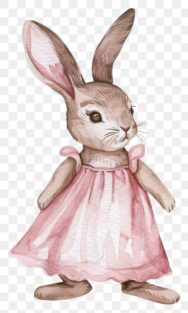 PNG Baby girl rabbit wearing a pink dress person animal mammal.