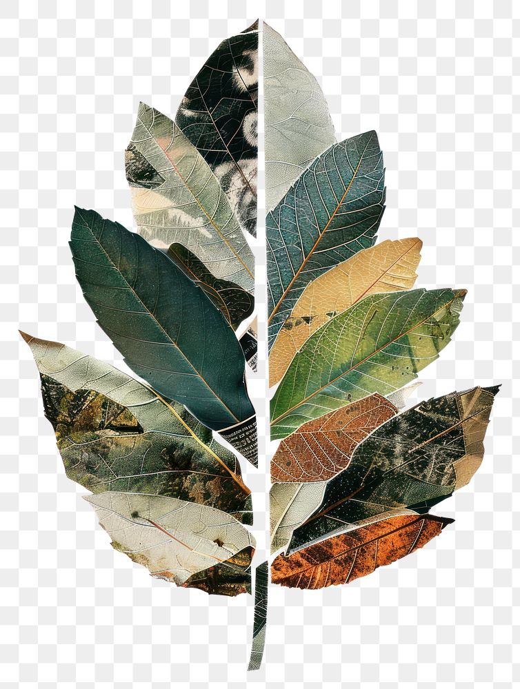 PNG Leaf shape collage cutouts tobacco plant art