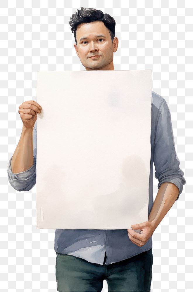 PNG Man holding blank notice board portrait person photography.