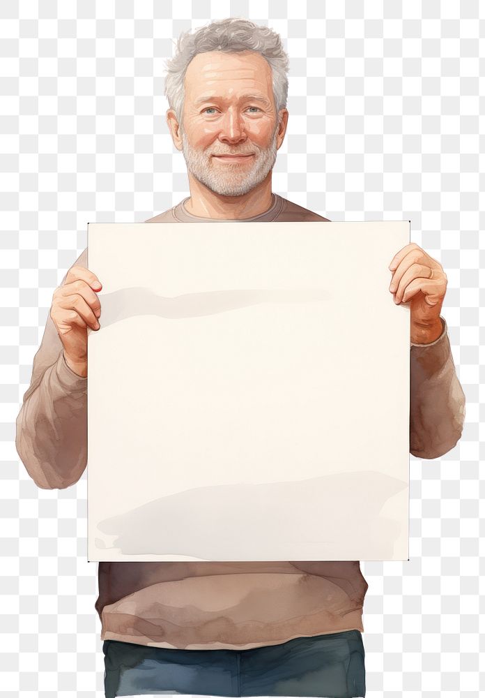 PNG Man holding blank board portrait person paper.