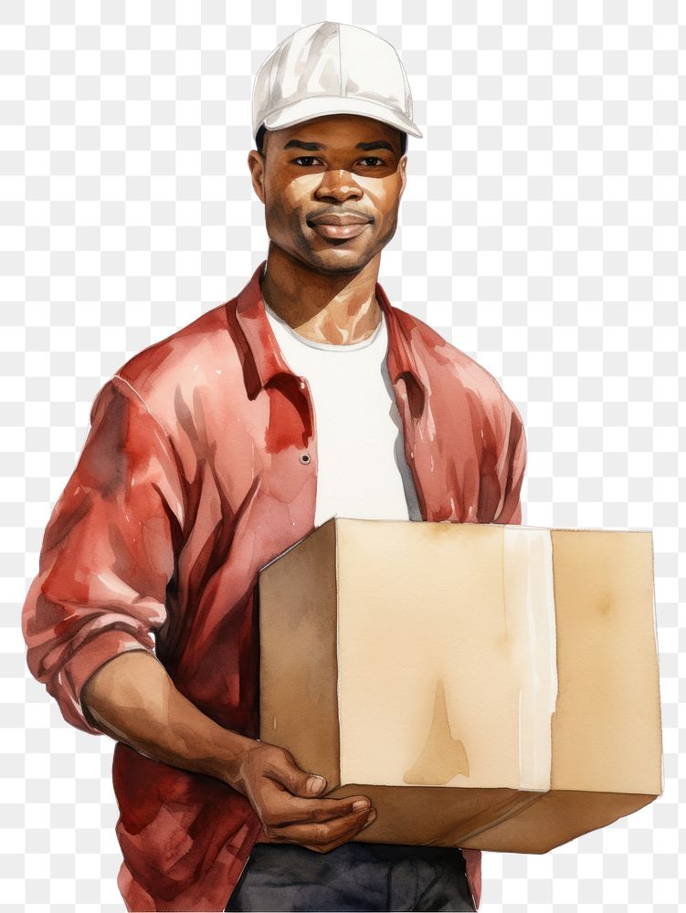 PNG African american farmer person box cardboard.
