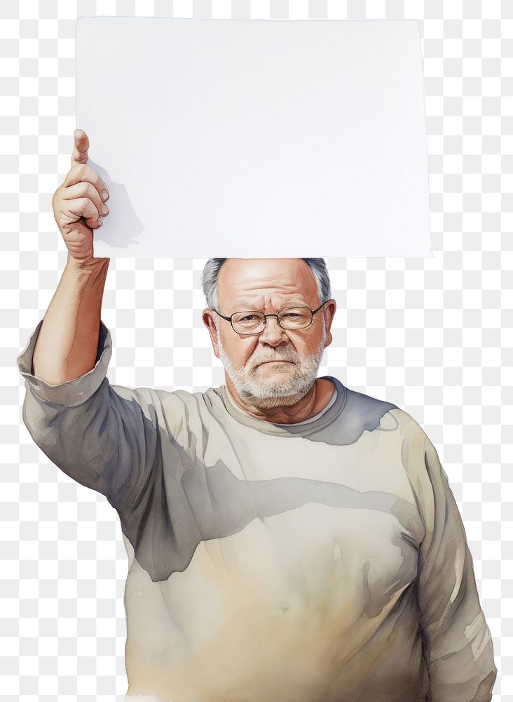 PNG Man holding blank board portrait person hand