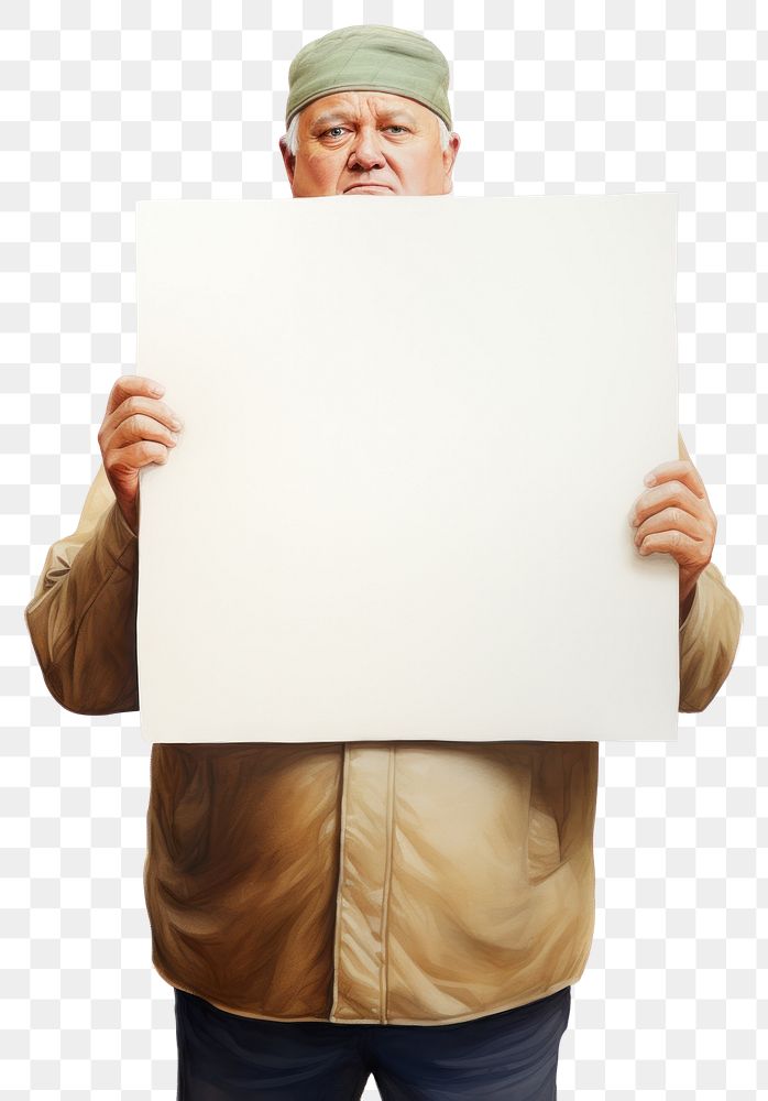PNG Man holding blank board portrait person photography.
