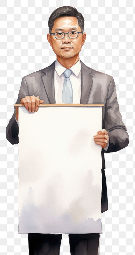 PNG Businessman holding blank notice board portrait person photography.
