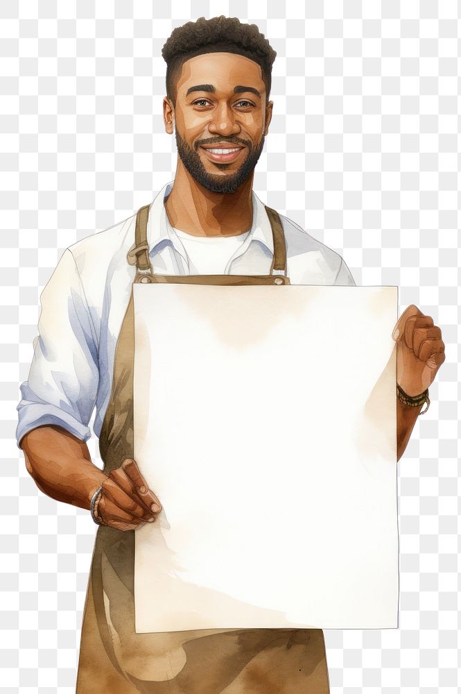 PNG Barista holding blank notice board portrait person photography.
