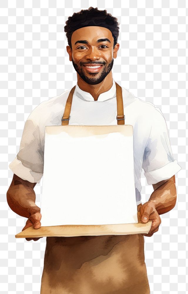 PNG Barista holding blank notice board person clothing apparel