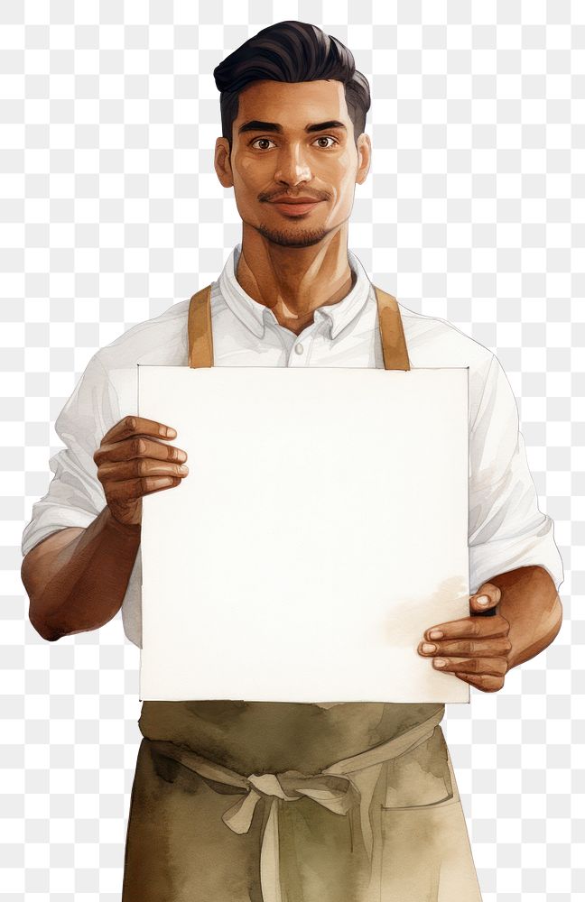 PNG Barista holding blank notice board person clapperboard accessories.