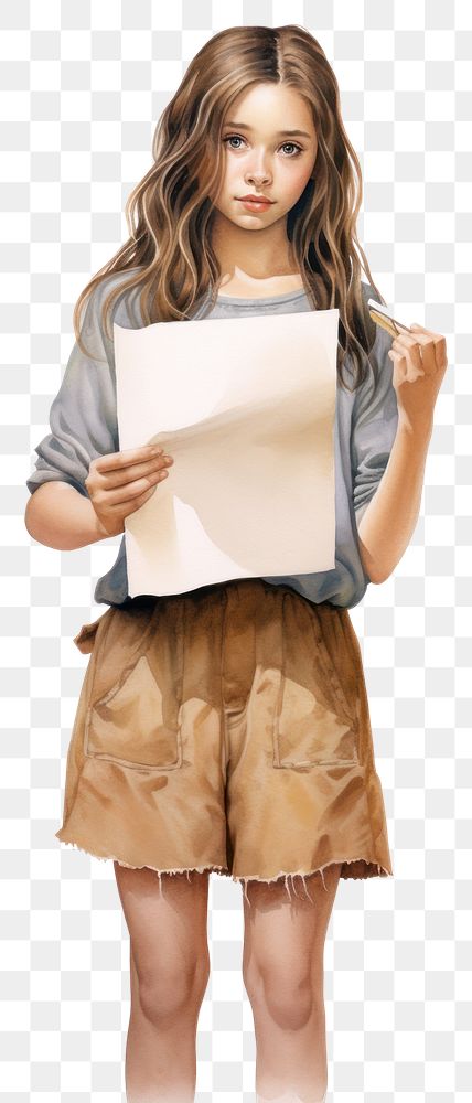 PNG Girl holding notice board clothing apparel reading