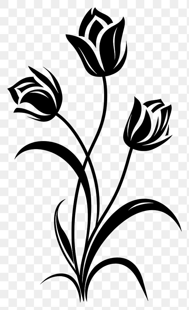 PNG Tulips silhouette art graphics pattern.