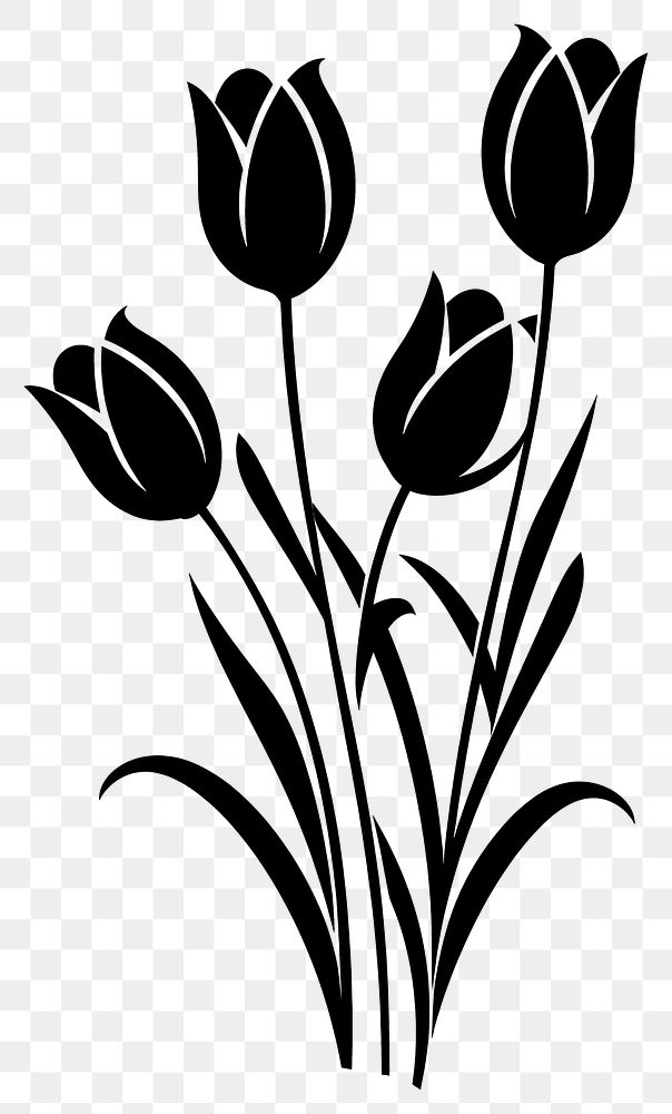 PNG Tulips silhouette art graphics stencil.
