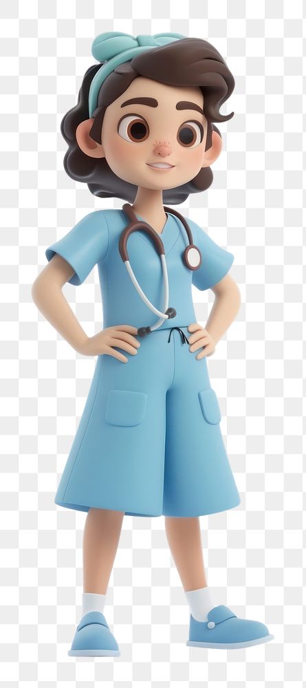PNG 3D Illustration of nurse female person child.