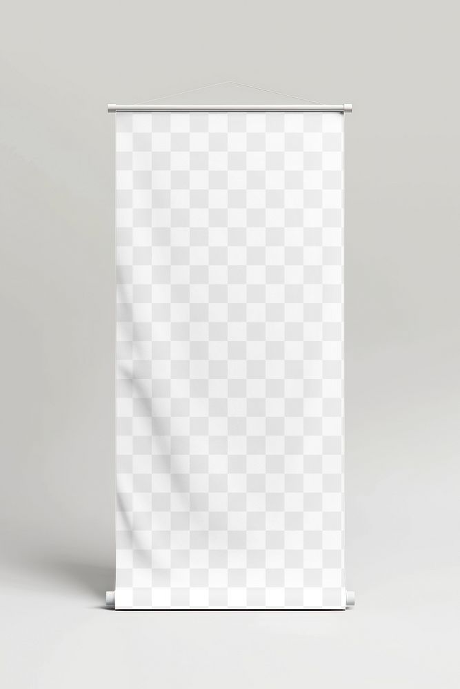 PNG roll up banner mockup, transparent design