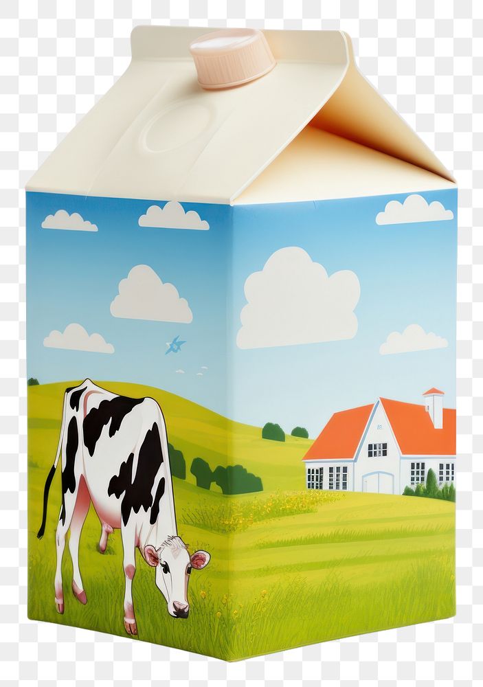 PNG Mini size milk carton one box livestock mammal cattle.