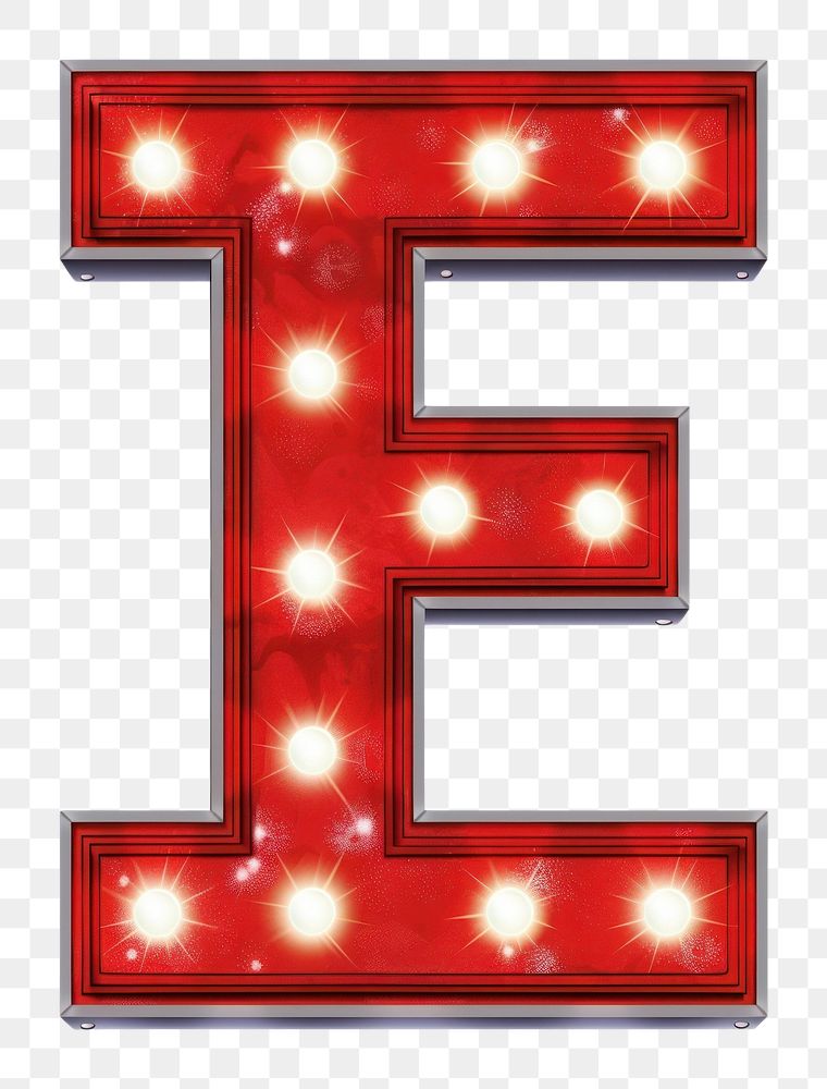 Theater sign letter E text red white background