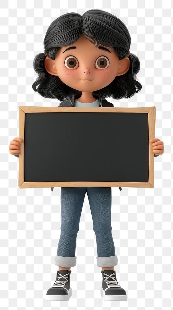 PNG Young woman holding board blackboard standing cute.