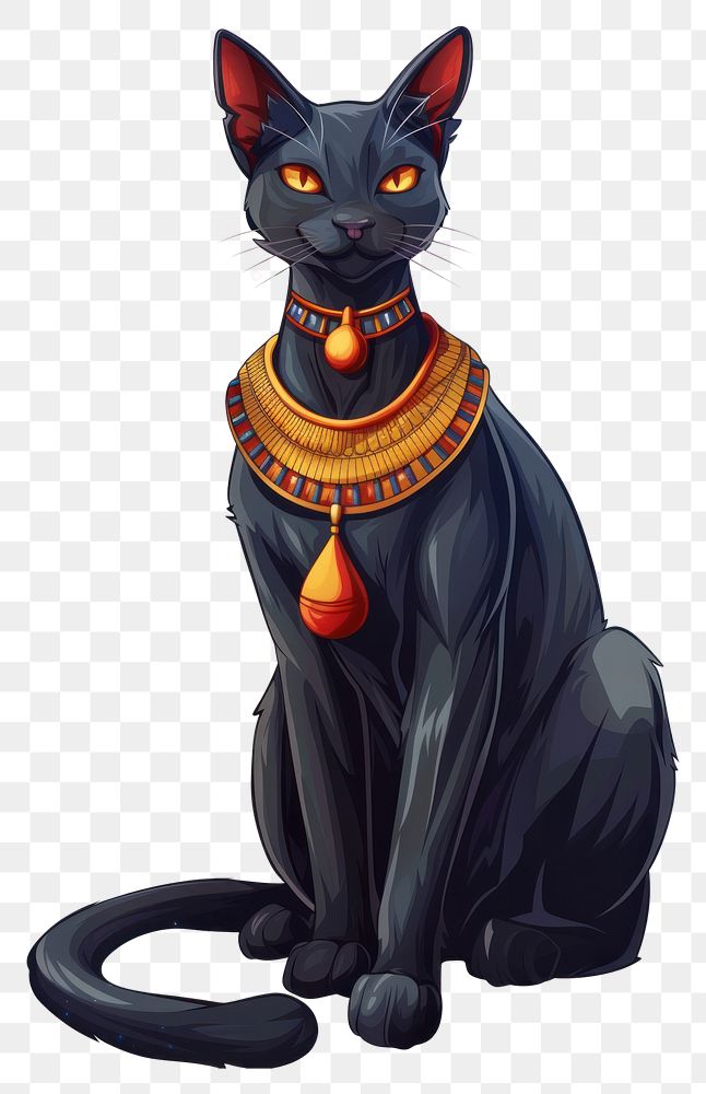 PNG Black Egyptian cat animal mammal pet.