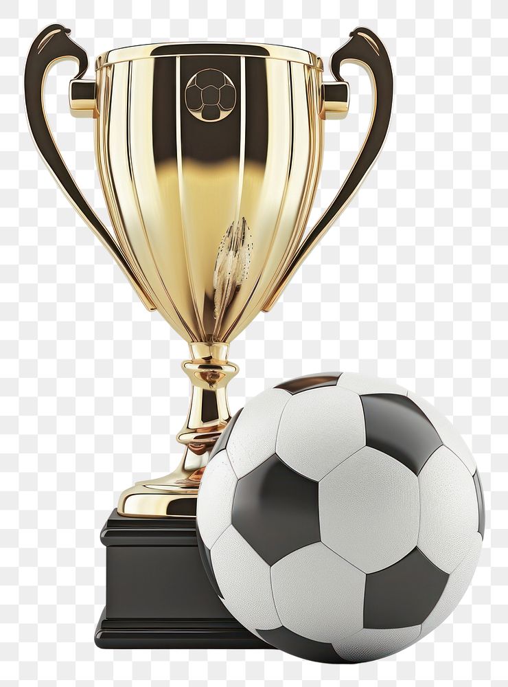 PNG Trophy and soccer ball football sports white background.