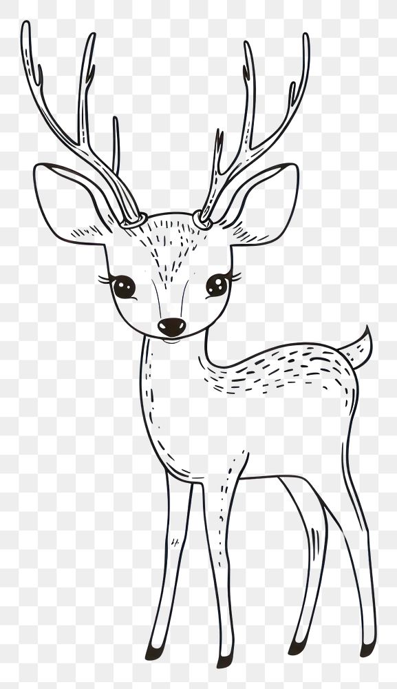 PNG Deer doodle illustrated wildlife drawing.