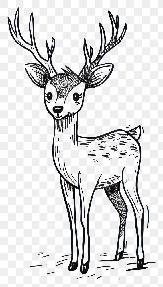 PNG Deer doodle illustrated wildlife kangaroo.