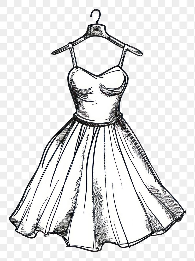 PNG Dress doodle illustrated clothing drawing.