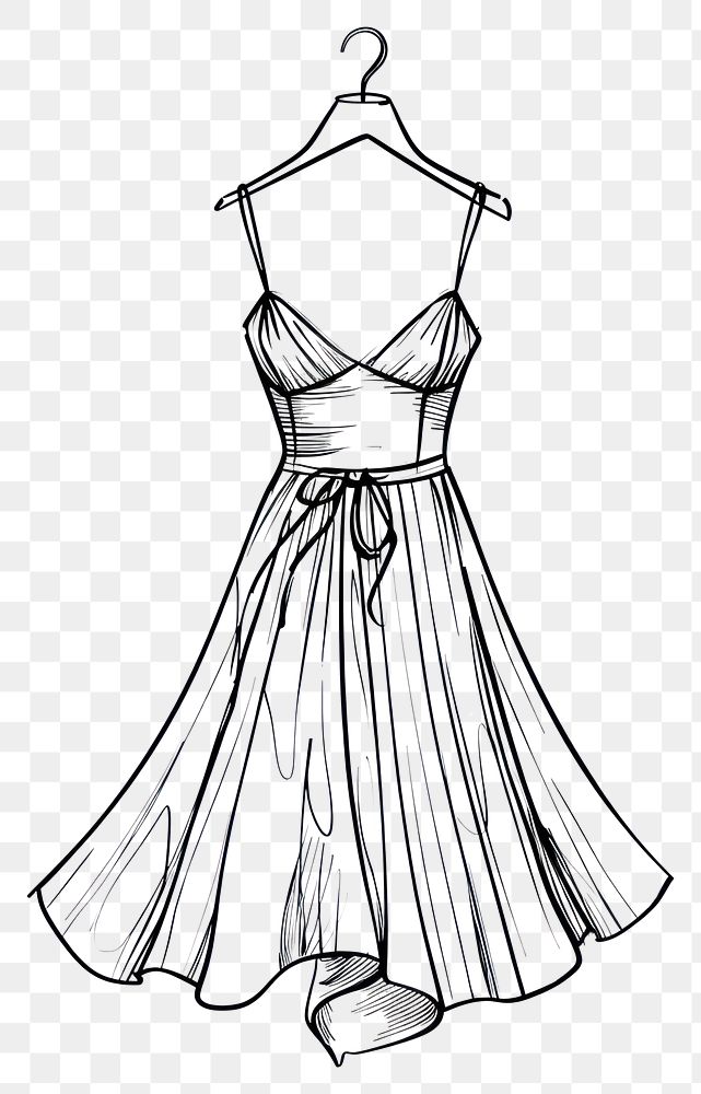 PNG Dress doodle illustrated clothing apparel.
