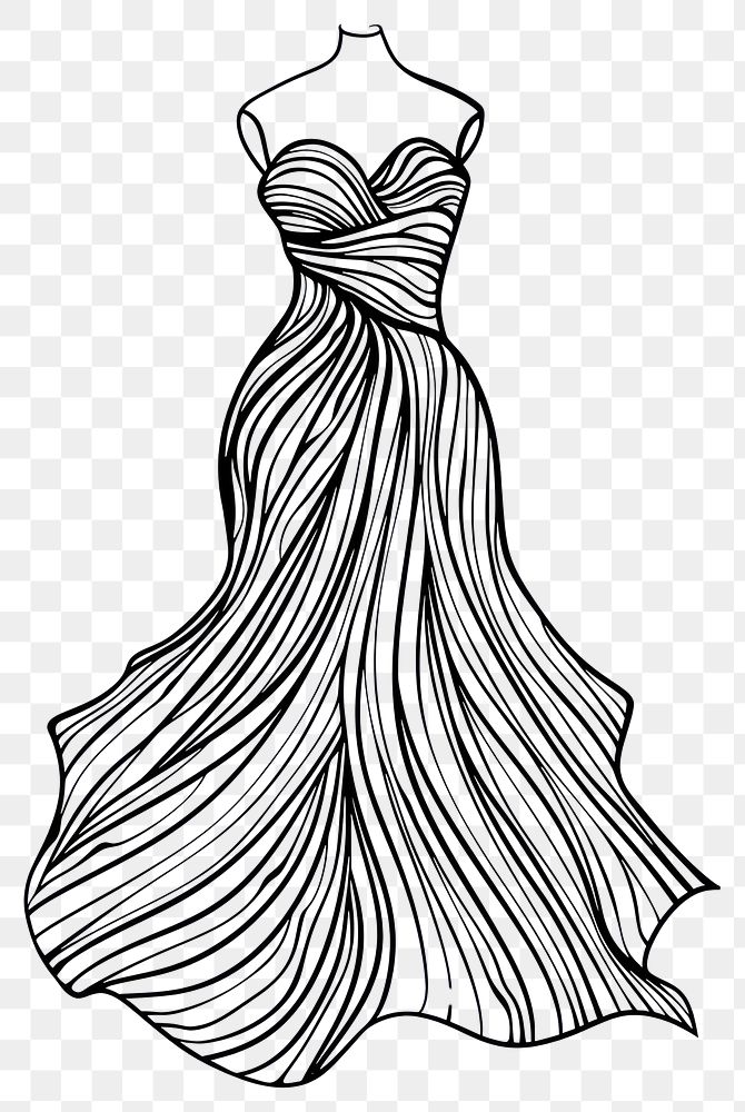 PNG Dress doodle illustrated clothing apparel.