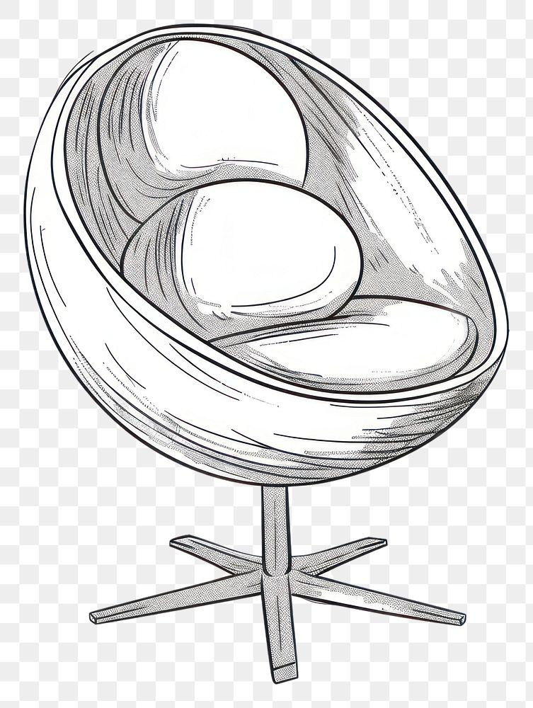PNG Egg chair doodle illustrated furniture drawing.