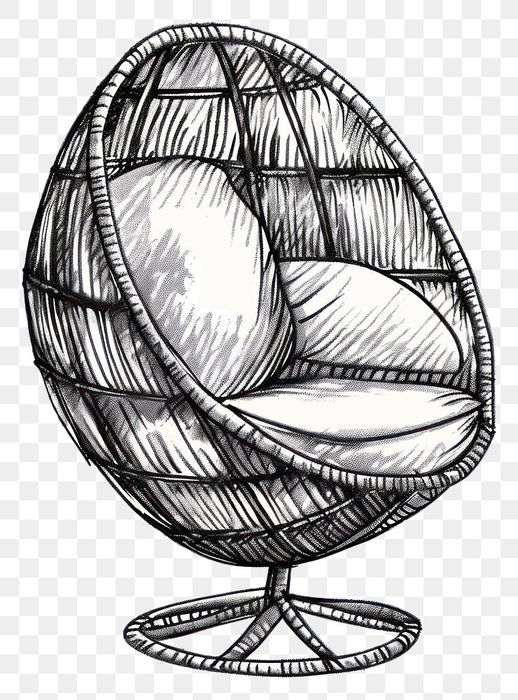PNG Egg chair doodle illustrated furniture clothing.